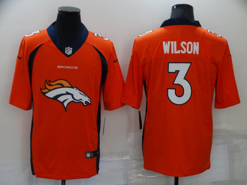 Men's Denver Broncos #3 Russell Wilson Orange Team Big Logo Limited Stitched Jersey Men's Denver Broncos #3 Russell Wilson Orange Team Big Logo Limited Stitched Jersey